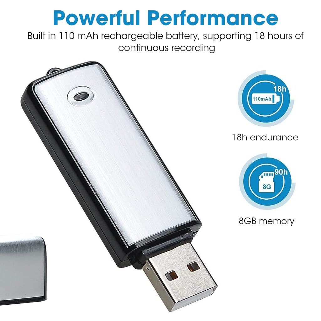 ZORBES 8G Mini Digital Voice Recorder, USB Audio Recorder Device, Rechargeable Metal Audio Recording Pen, 90 Hours Consistant Recording for Meeting, Lectures, Interview ZORBES 8G Mini Digital Voice Recorder, USB Audio Recorder Device, Rechargeable Metal Audio Recording Pen, 90 Hours Consistant Recording for Meeting, Lectures, Interview